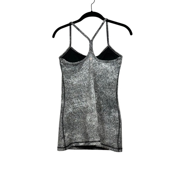 Lululemon Power Y Tank Luon Spray Jacquard White Black, Size 6 - Picture 4 of 7